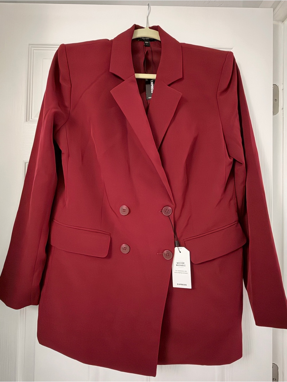 Express Women's Double-Breasted Wine Red Blazer